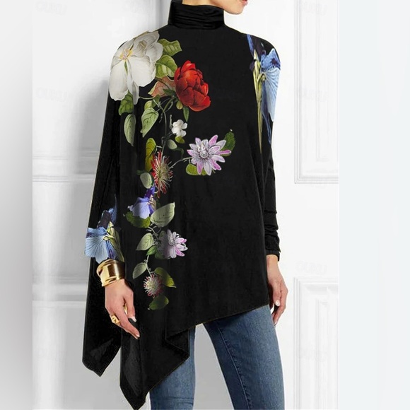 NWT- Stylewe Asymmetrical Floral Print Tunic - Picture 1 of 5